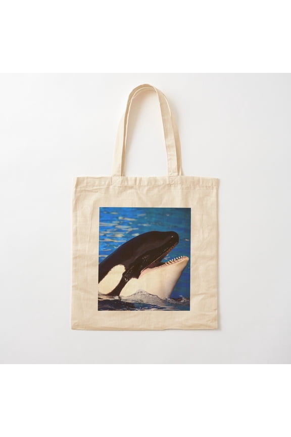 Happy Orca Canvas Canvas Tote Bags, Reusable Shopping Bag