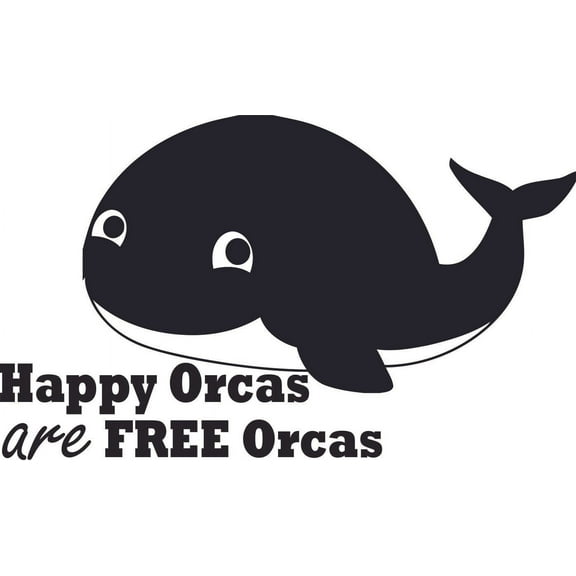 Happy Orca And Free Orca Orcinus Orca Customized Wall Decal - Custom Vinyl Wall Art - Personalized Name - Baby Girls Boys Kids Bedroom Wall Decal Room Decor Wall Stickers Decoration Size (15x30 inch)
