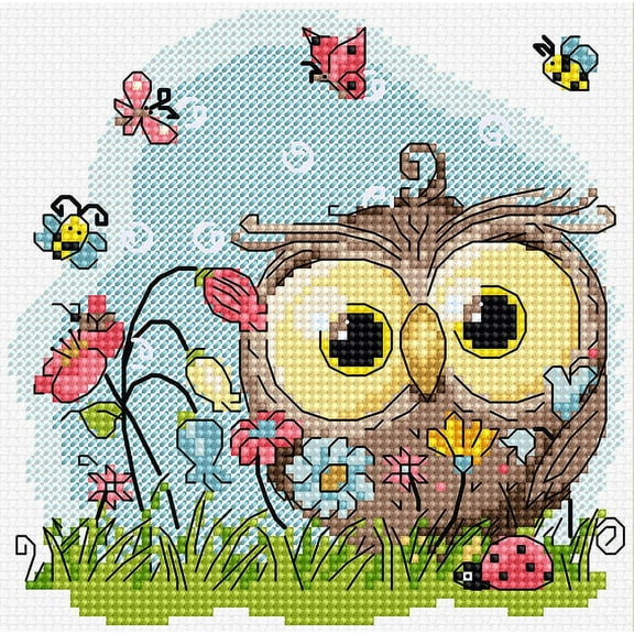 Luca-S Happy Owl Counted Cross-Stitch Kit