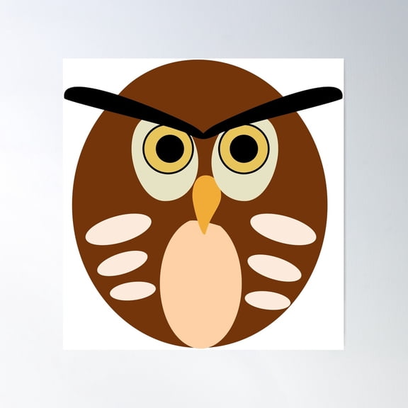 Happy Owl Vector Poster Wall Art, Modern Wall Decor For Living Room Bedroom, 30x30 UNFRAMED