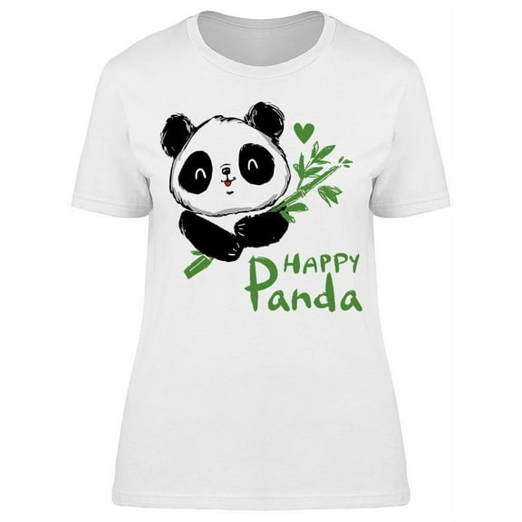 Happy Panda With Bamboo T-Shirt Women -Image by Shutterstock, Female XX-Large
