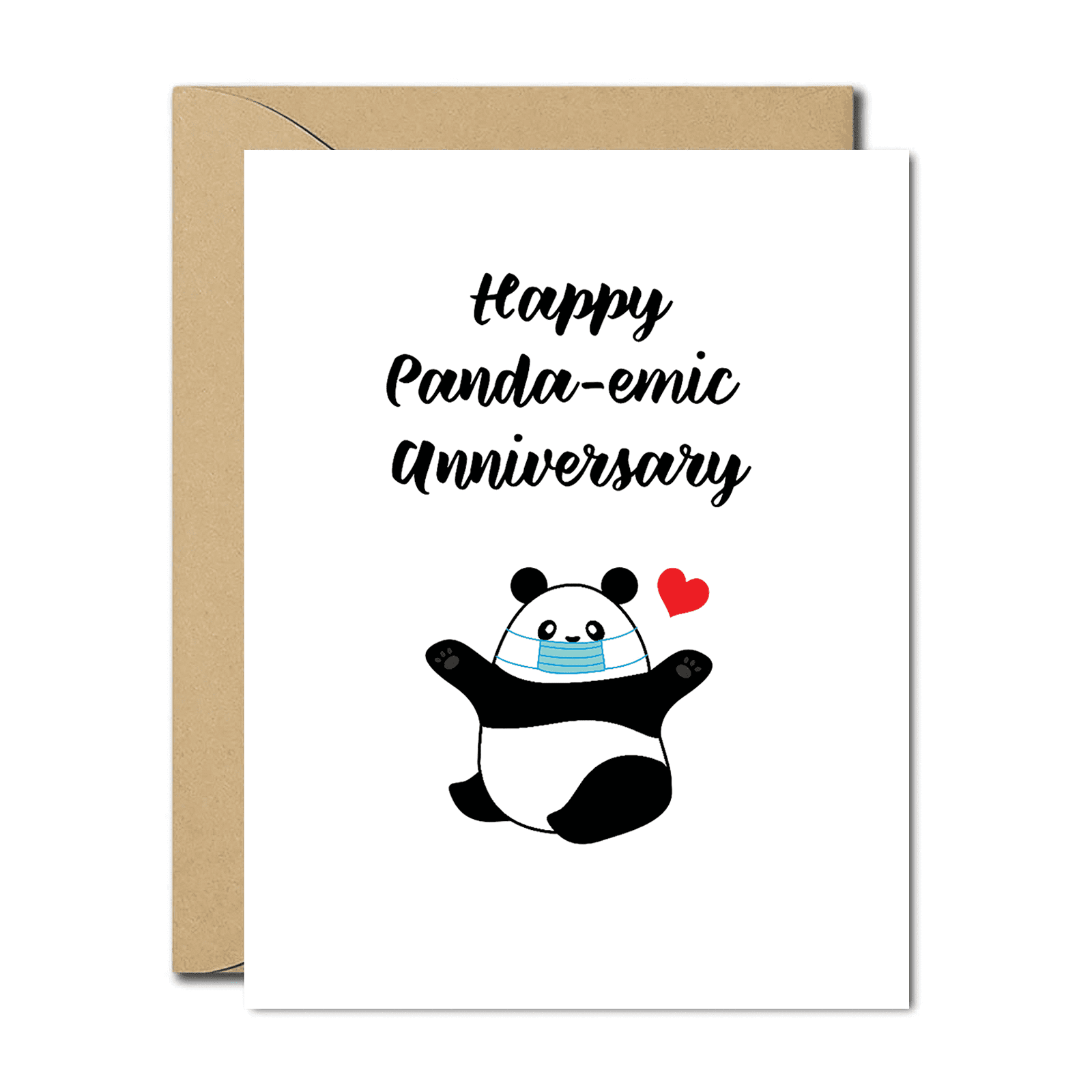 Happy Panda-emic Anniversary Card - Cute Panda with Mask Design - Blank Inside - Perfect for Anniversaries, Couples, or Loved Ones