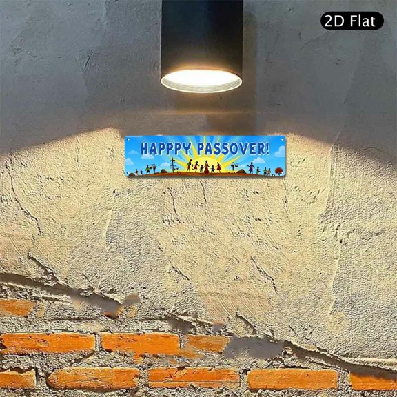 Happy Passover Cartoon Journey Metal Sign 4x16 Inch Aluminum Wall Art for Holiday Home Decoration 1pc