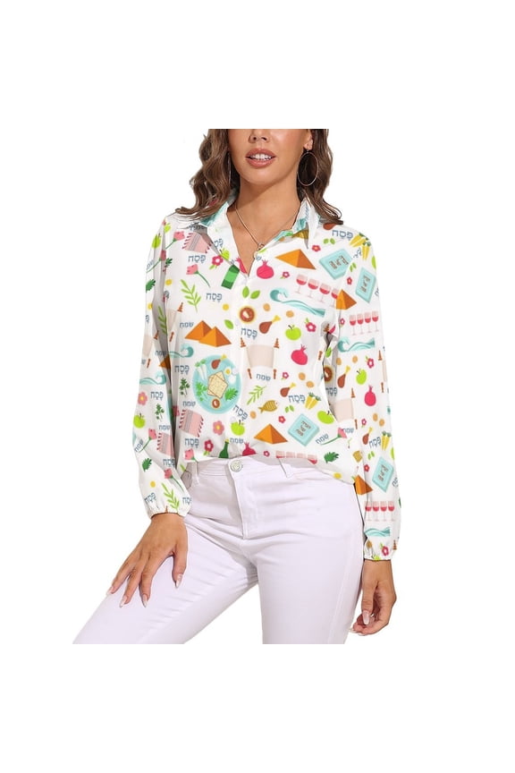 Happy Passover Long Sleeve Blouse Woman Streetwear Casual Shirts Summer Oversize Woman Streetwear Clothing Birthday Present