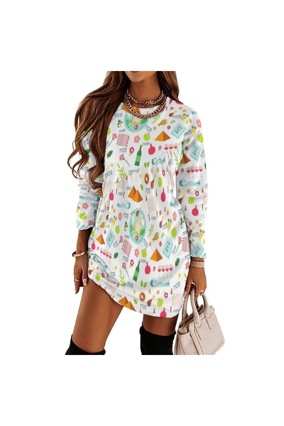 Happy Passover Loose Dress Evening Dress Summer Dresses for Women Luxury Dress Long Sleeved Dress