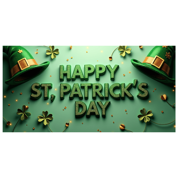 Happy Patrick's Day Clover Stars Green Hat Vertical Banner Backdrop St Patrick's Day Celebration Party Supplies Holiday Decoration Event Props