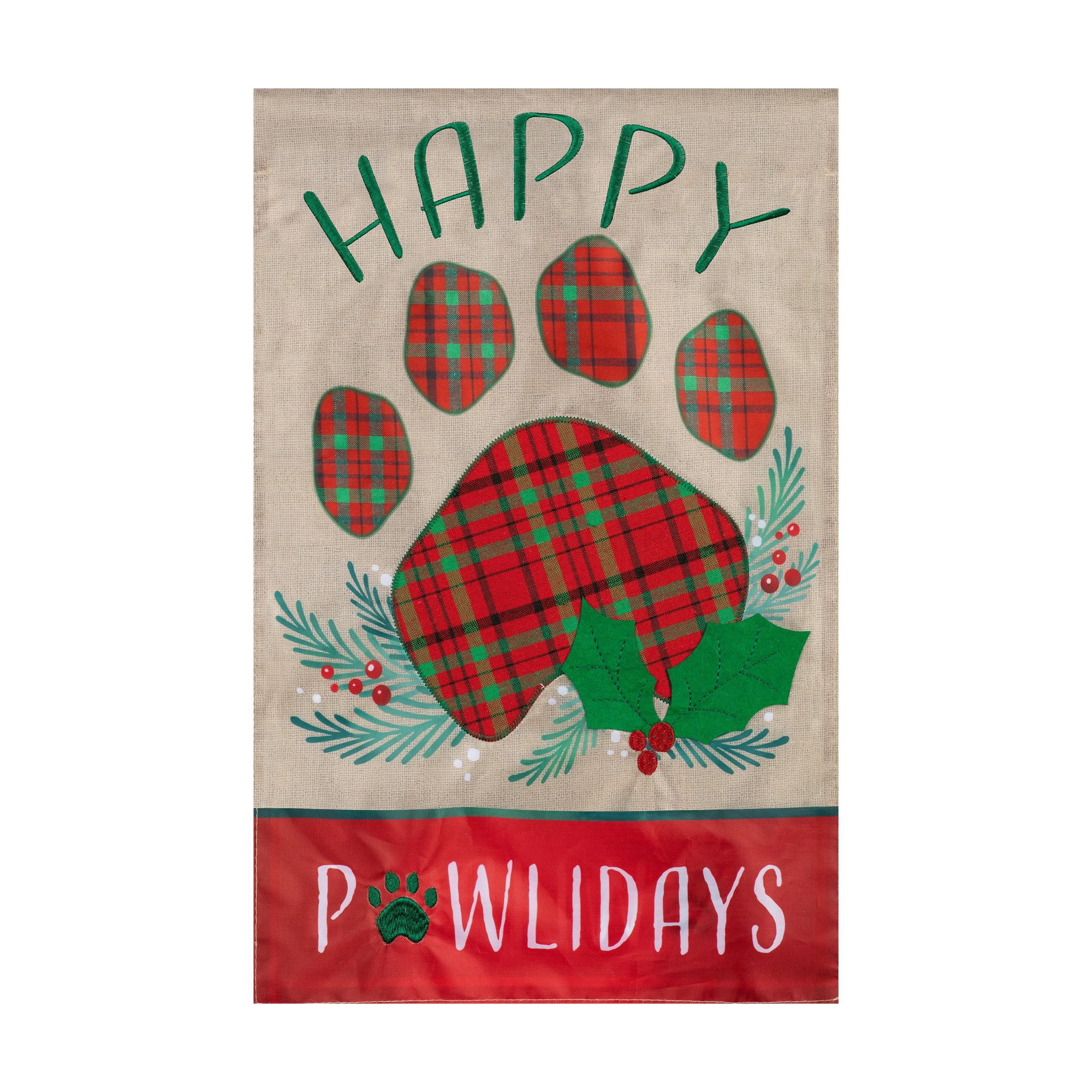 Happy Pawlidays Yard Flag 11.5in x 18in