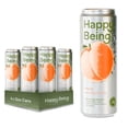 thumbnail image 1 of Happy Being Peach Sparkling White Tea – Antioxidant & Polyphenol Rich, Infused with Turmeric, Elderberry, Caffeine Free, Plant-Based, Low Sugar & Low Calorie Drinks, 12oz (4 Pack), 1 of 10