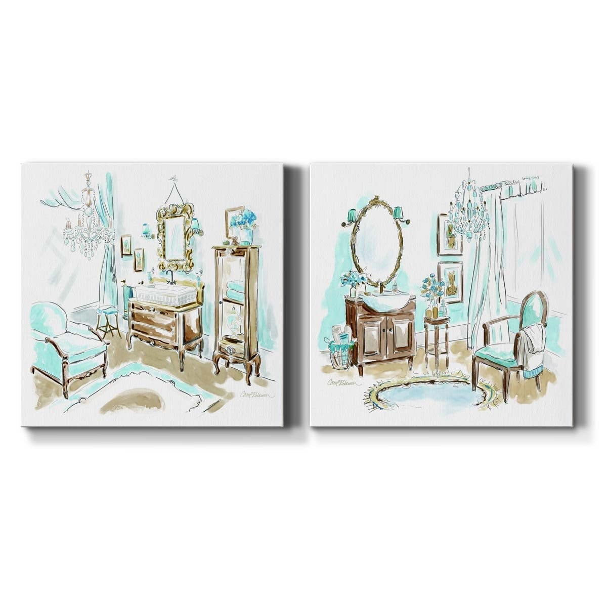 Happy Pear - Premium Gallery Wrapped Canvas - Ready to Hang Set of 2 - 40 x 40 Each