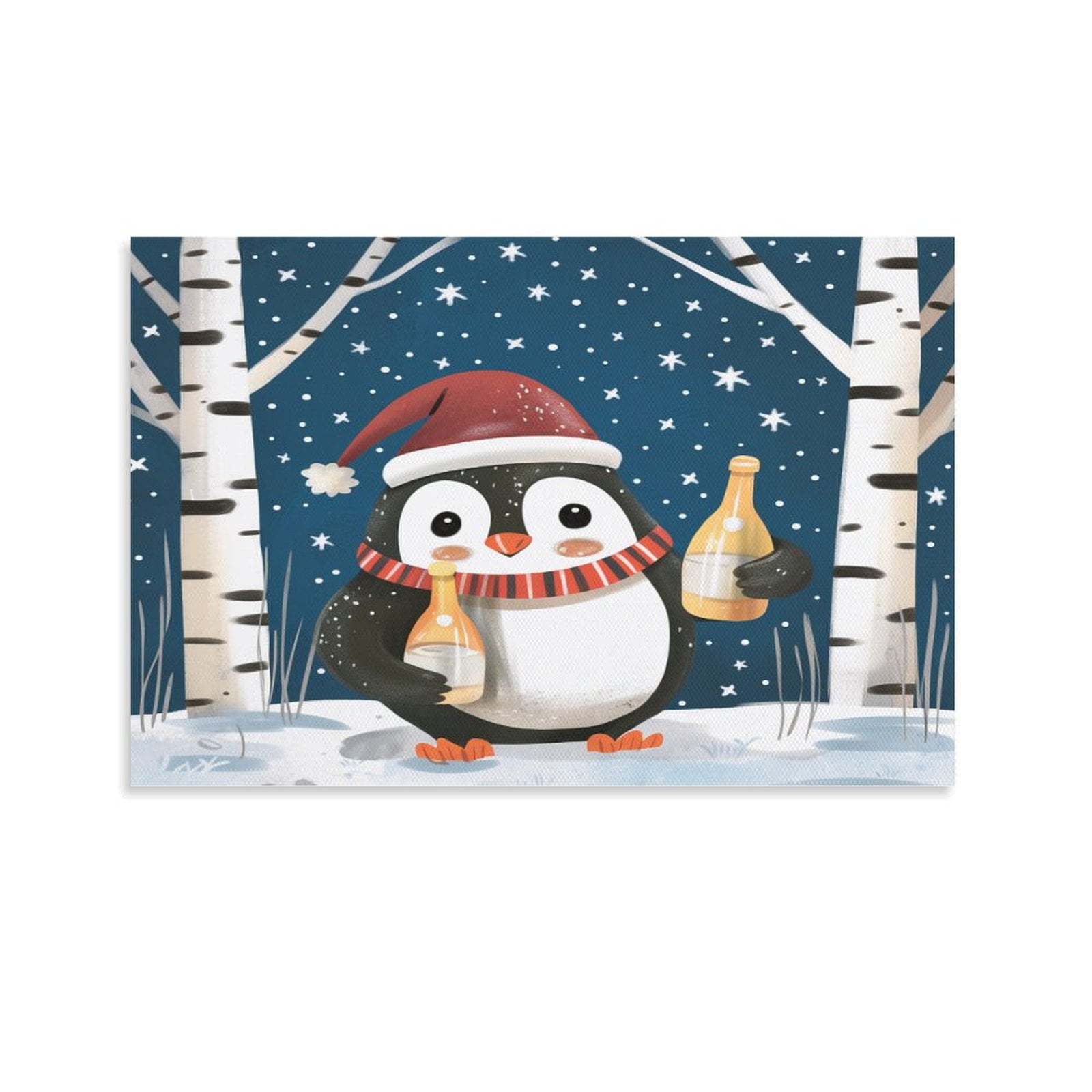 Happy Penguin Merry Christmas Cute Wall Art for Bathroom Christmas