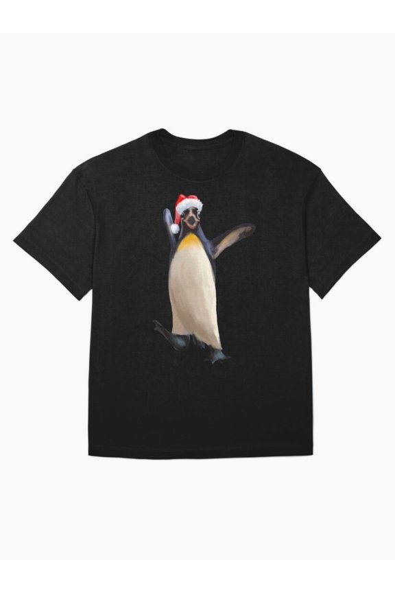 Happy Penguin Oversized Cute Animal Simple Design Apparel Unisex T-Shirt up to Size 5XL