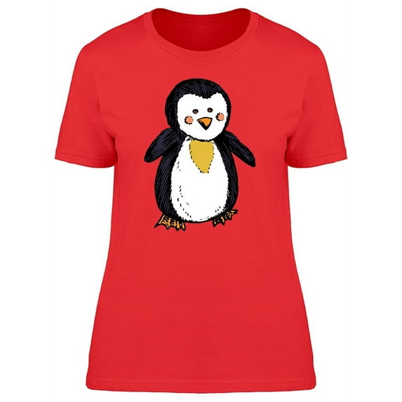 Happy Penguin Toy Ink Style T-Shirt Women -Image by Shutterstock, Female Large
