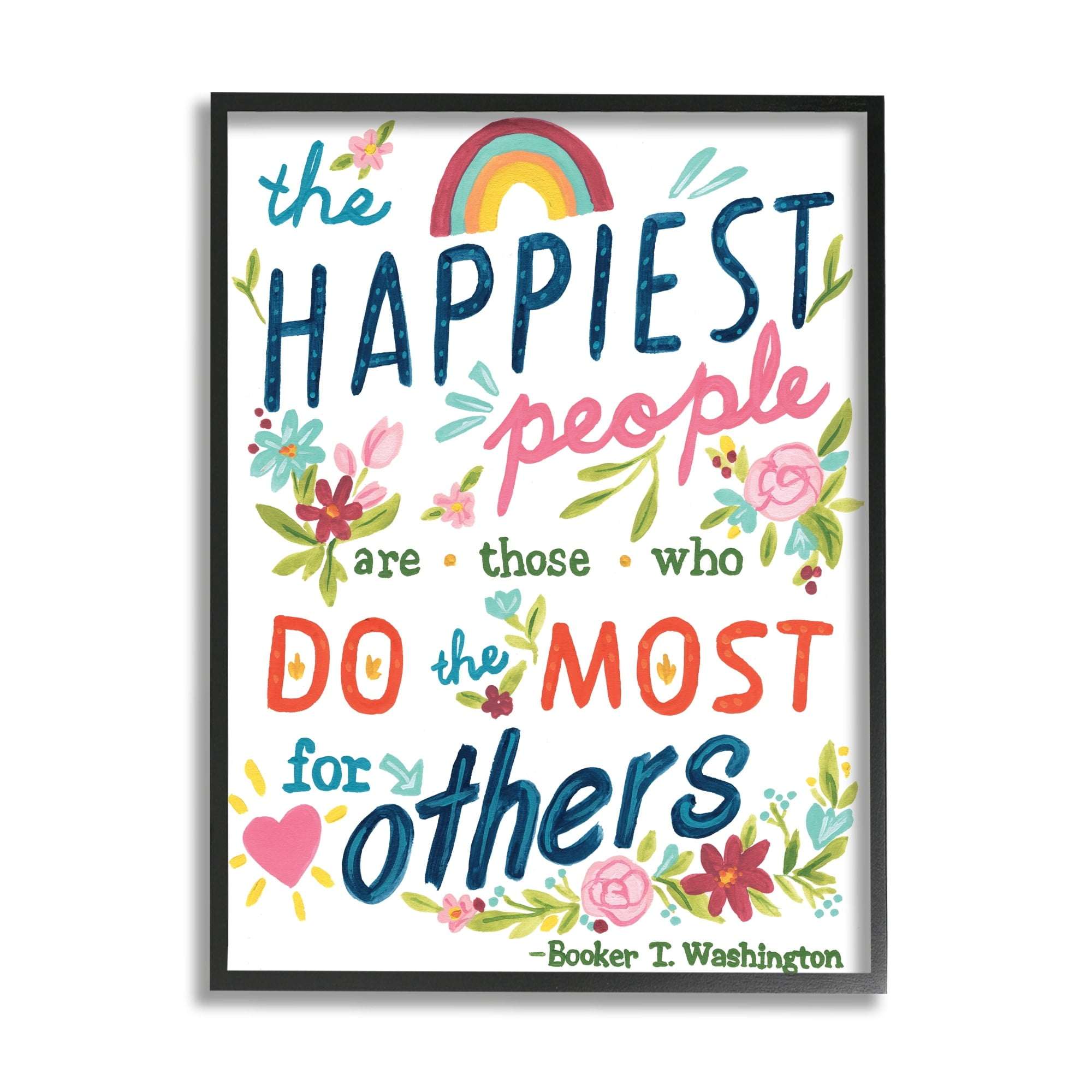 Stupell Industries Happy People Do Most for Others Phrase Whimsical Florals,11 x 14,Designed by June Erica Vess