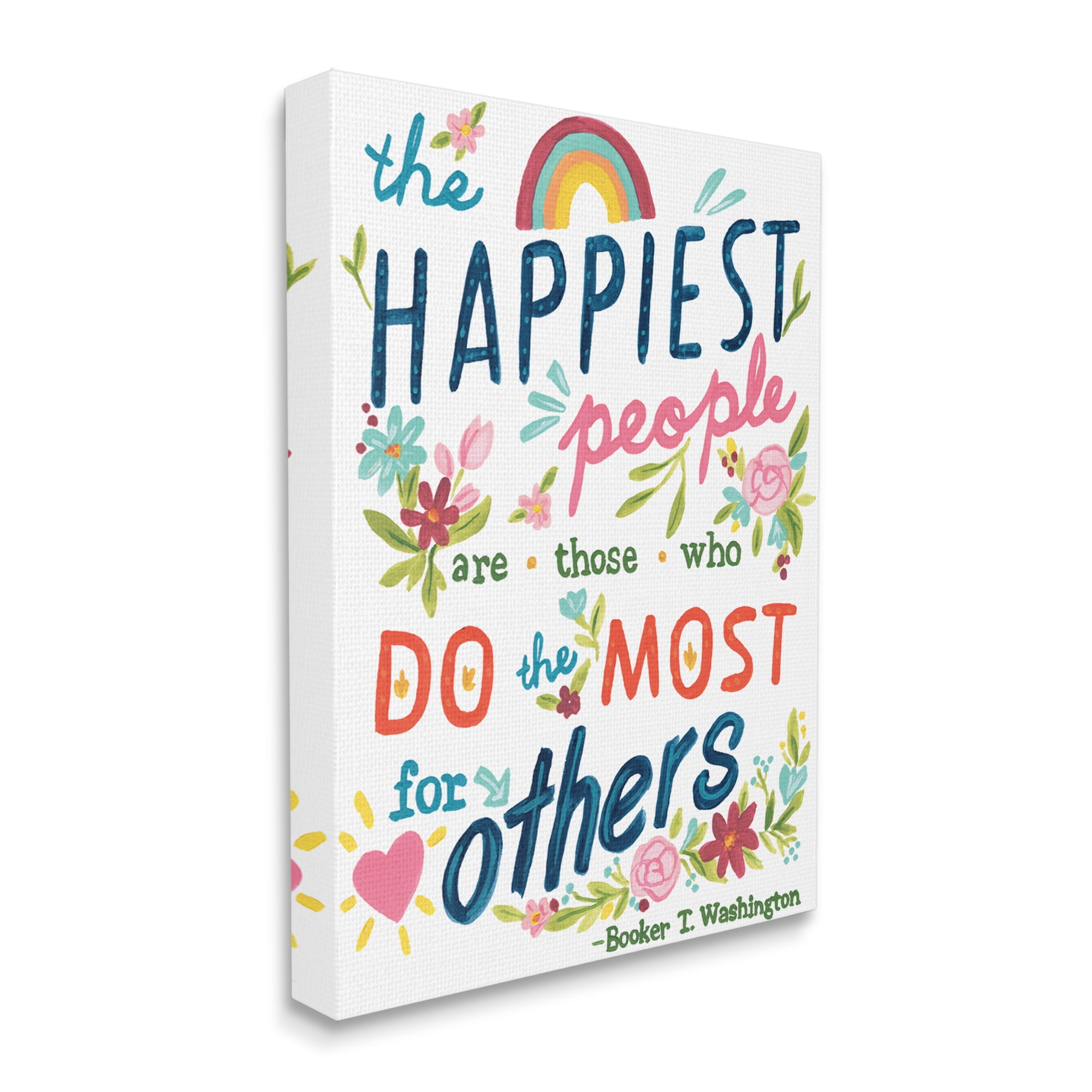Stupell Industries Happy People Do Most for Others Phrase Whimsical Florals,36 x 48,Designed by June Erica Vess