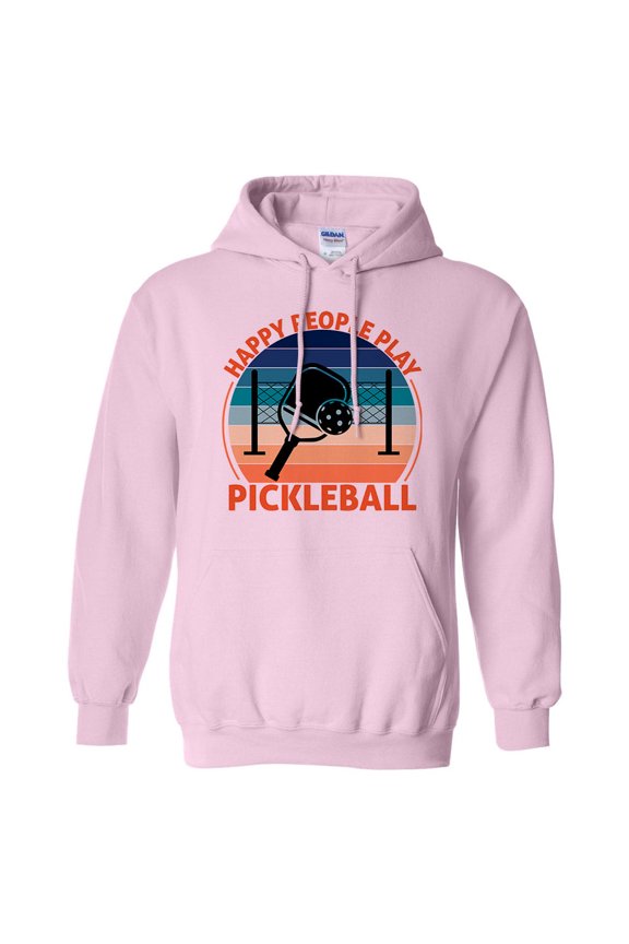 Happy People Play Pickleball Hoodie Sweatshirt Unisex 2X-Large Pink