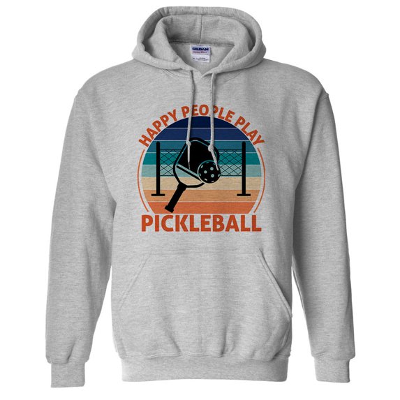 Happy People Play Pickleball Hoodie Sweatshirt Unisex 5X-Large Grey