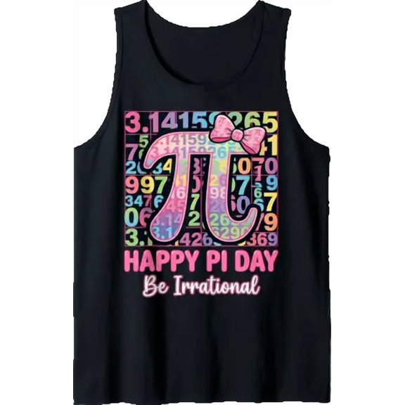 Happy Pi Day Be Irrational Bow Math Teacher Pi Tank Top Size S-3XL