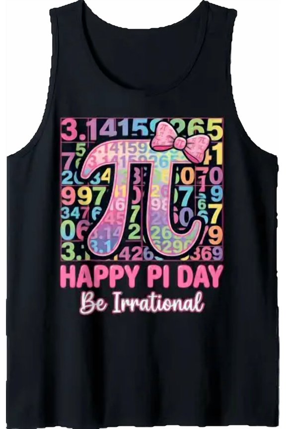 Happy Pi Day Be Irrational Bow Math Teacher Pi Tank Top Size S-3XL