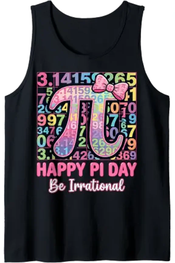 Happy Pi Day Be Irrational Bow Math Teacher Pi Tank Top Size S-3XL