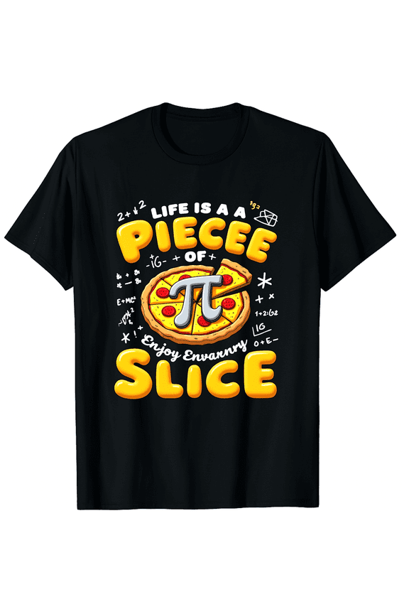 Happy Pi Day Life Piece Pizza Pie Foodie Math Teacher Men Women Short Sleeve Graphic T-Shirt