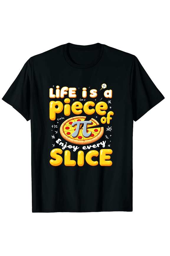 Happy Pi Day Life Piece Pizza Pie Foodie Math Teacher Men Women Short Sleeve Graphic T-Shirt