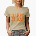 thumbnail image 1 of Happy Pi Day, March 14 Celebration of Mathematical Constant, Groovy Retro Wavy Text Merch Gift, Tan T-Shirt, Small, 1 of 5