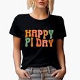 thumbnail image 1 of Happy Pi Day, March 14, Math, Mathematics or Mathematician Themed, Groovy Retro Wavy Text Merch Gift, Black T-Shirt, 3XL, 1 of 5