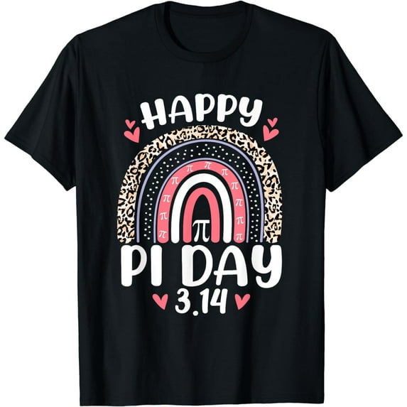 Happy Pi Day Mathematics Math Teacher Cute Leopard Rainbow T-Shirt