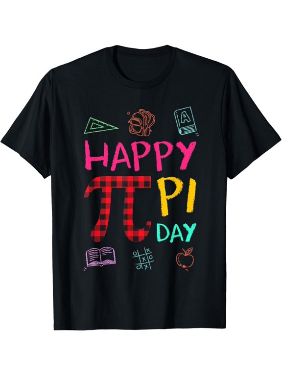 Happy Pi Day Shirt Pi Number Kids Math Red Plaid Style T-Shirt men and women can wear, black, white, gifts