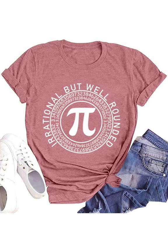 Happy Pi Day Shirts for Women Funny Math Teacher Graphic Tee Kindergraten Pi Symbol 3.14 Casual Top