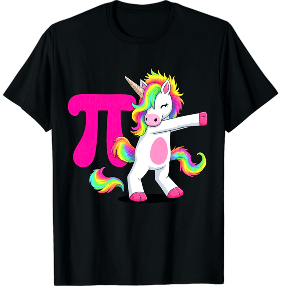 Happy Pi Day Unicorn Dabbing Math Funny Men Women Short Sleeve Graphic T-Shirt