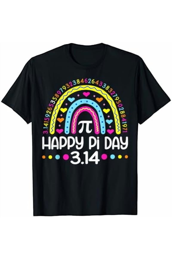 Happy Pi day Rainbow 3.14 Pi Number Math Teacher Women Girls T-Shirt