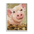 thumbnail image 1 of Happy Pig Farm Animal Portrait Animals & Insects Painting White Framed Art Print Wall Art, 1 of 7