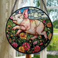 thumbnail image 1 of Happy Piglet: Stained Glass-Style Christmas Ornament - Made With Real Glass, Stained Glass Ornament 2025, Holiday Decoration, Seasonal Keepsake Gift, Unique Collectible, Window, 1 of 6
