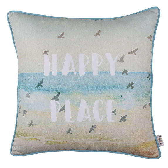 Happy Place Beach Quote Decorative Throw Pillow