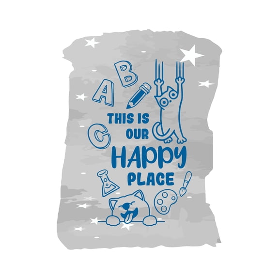 This Is Our Happy Place Inspirational Classroom Quote Vinyl Design Wall Art Sticker Designs Vinyl Stickers For Home House Walls Rooms Windows Bedroom Decoration Size (26x26 inch)