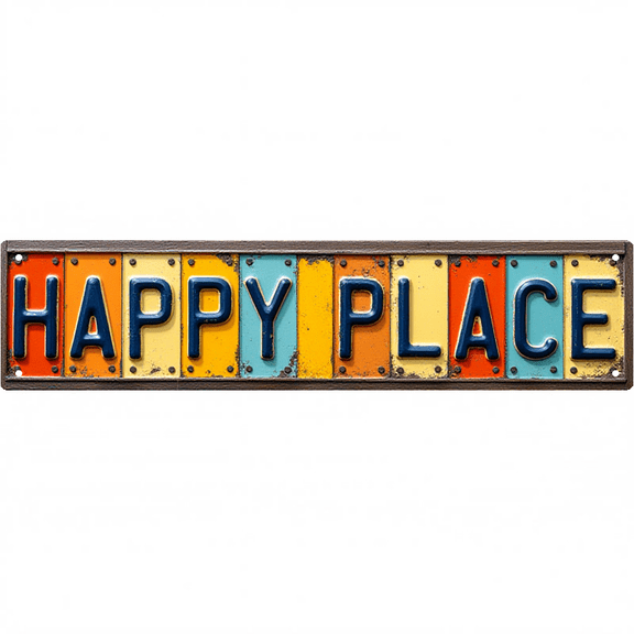 Happy Place License Plate Sign 16*4 Inches "HAPPY PLACE" Bedroom Living Room Relaxation Decor