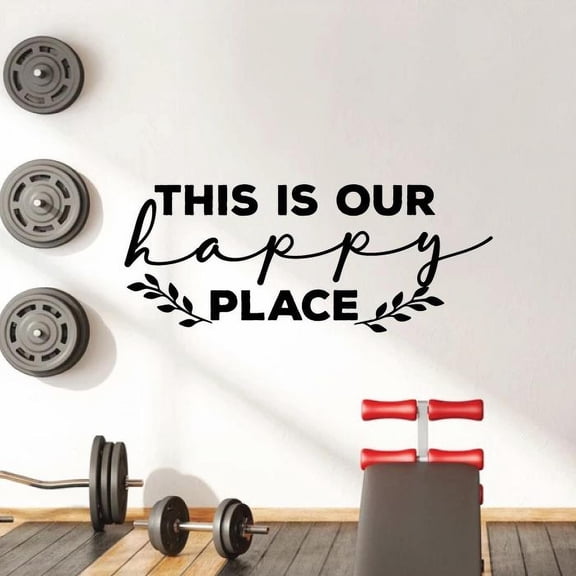 This Is Our Happy Place - Life Inspirational Quotes Quote Vinyl Wall Sticker Wall Art Wall Decal Home Room Bed Room Living Roon Wall Design House Home Decor Stickers Decoration Size (4x10 inch)