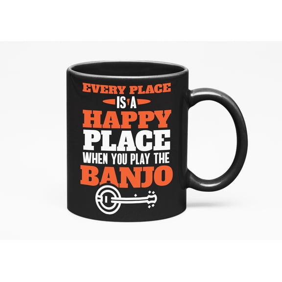 Happy Place Unique, Black 11oz Ceramic Mug