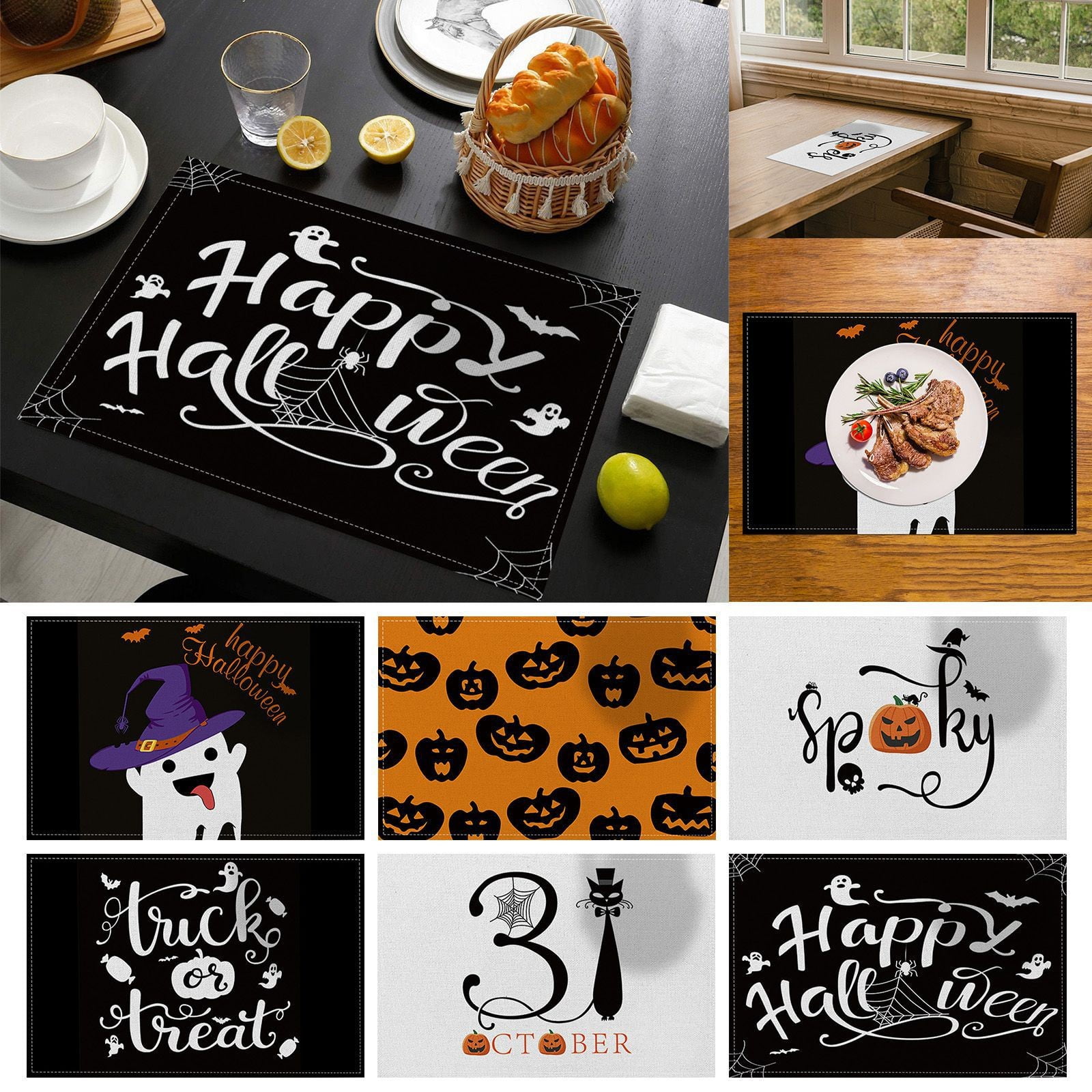 Happy Placemats Hot Washable Dye Table Mats Decorations For Restaurant