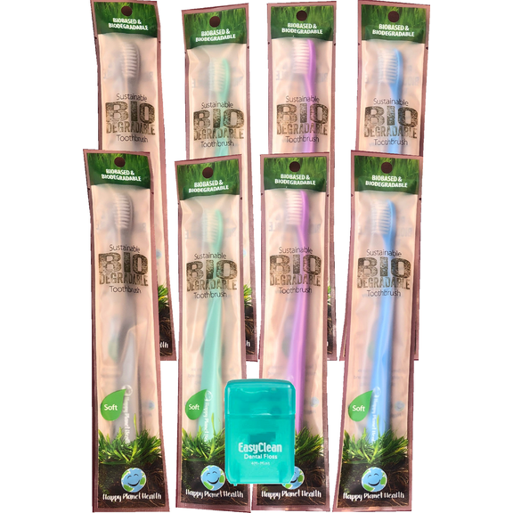 Happy Planet Biodegradable Toothbrush Size:Pack of 8