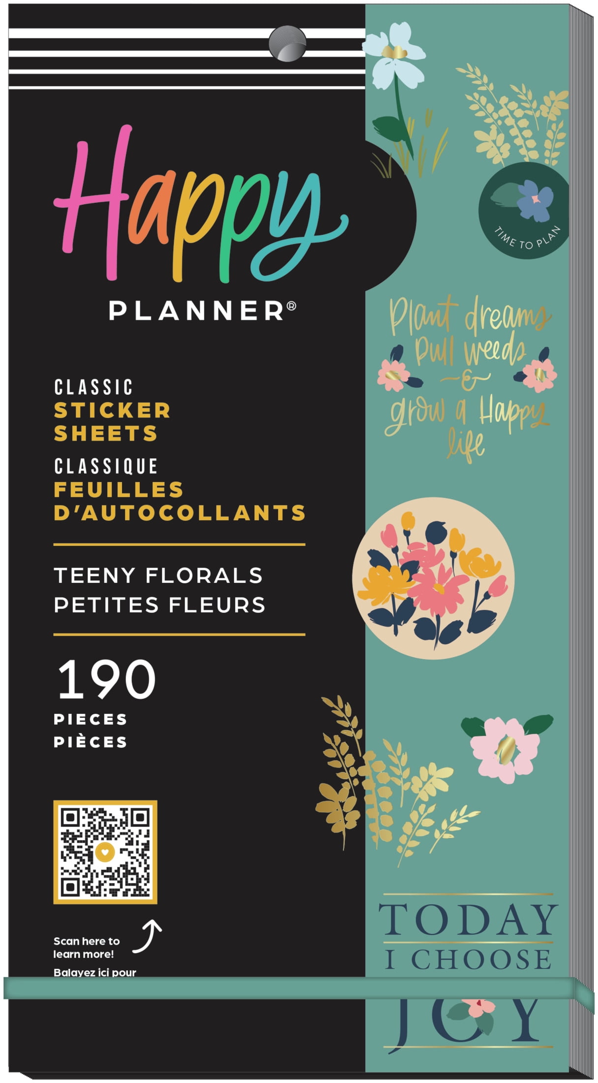 Happy Planner 10 Sheet Sticker Value Pack, 190 Stickers, Paper & Foil, Teeny Flowers Pattern, Multicolor