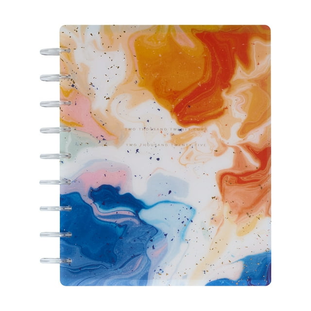 Happy Planner 12 Month Academic Planner, July 2024 June 2025, Horizontal Layout, Marble Mood