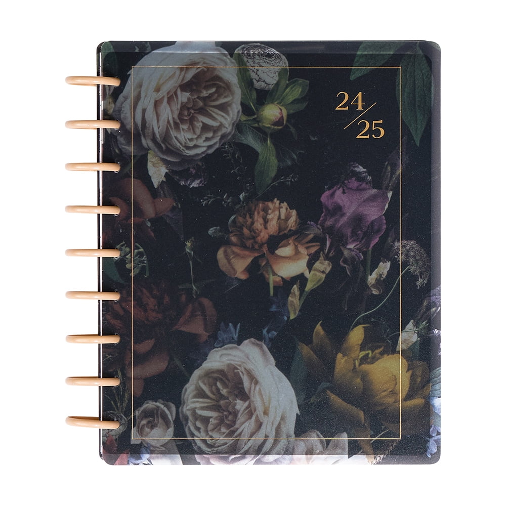 Happy Planner 12 Month Academic Planner, July 2024 June 2025, Vertical Layout, Midnight Blooms Theme, Includes 3 Bonus Months & 2 Sticker Sheets, Classic Size, 7 x 9.75