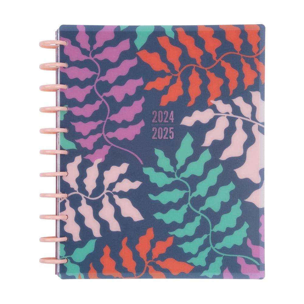 Happy Planner 12 Month Planner, July 2024June 2025, Horizontal Layout, Abstract Florals Theme