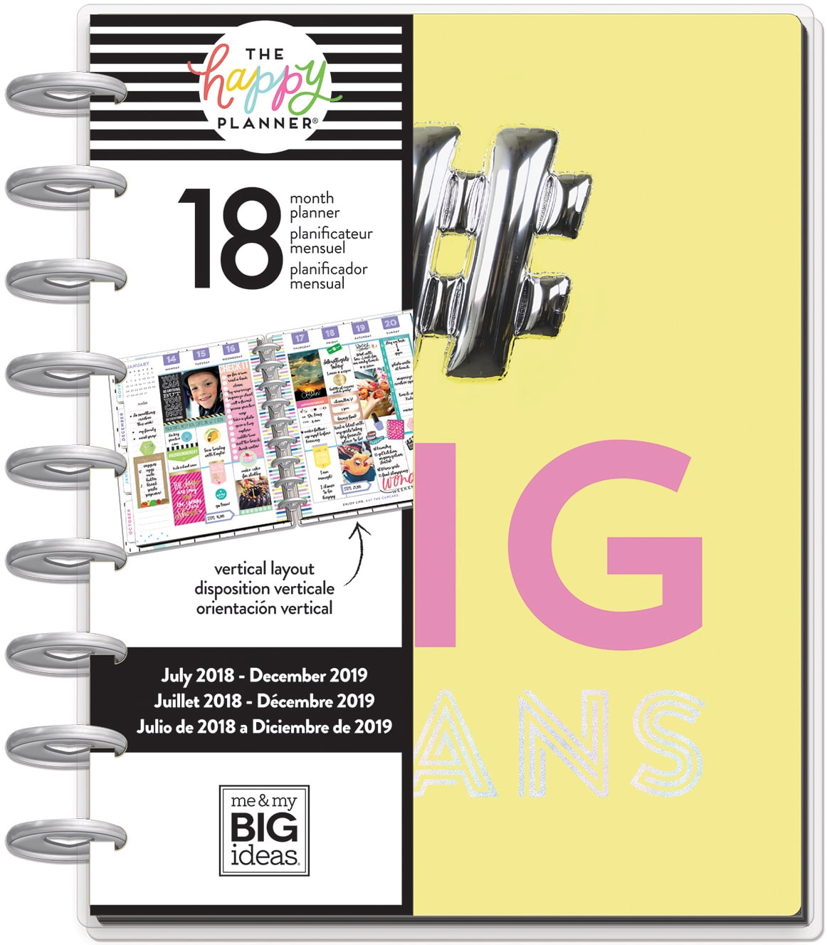 Happy Planner 18-Month Dated Medium Planner 7.75"X9.75"-Big Plans, Jul 2018-Dec 2019
