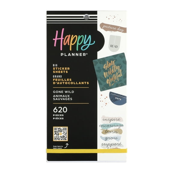 Happy Planner 30 Sheet Teacher Value Sticker Pack, Gone Wild, 620 Stickers Total