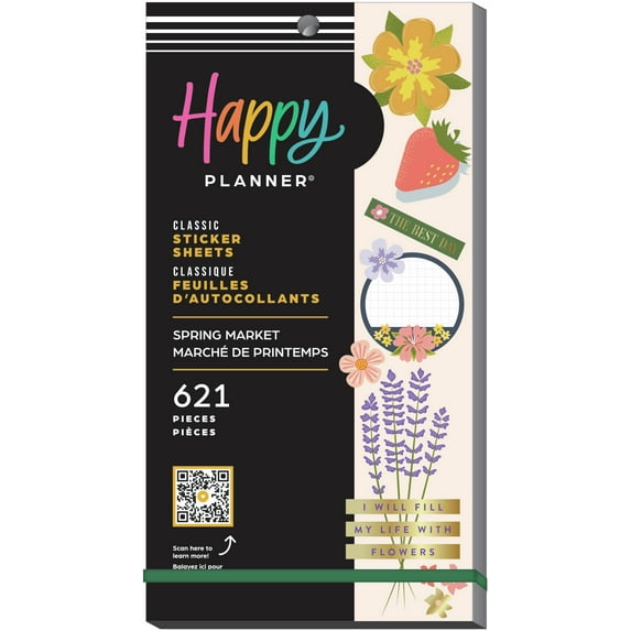 Happy Planner 30 Sheet Value Sticker Pack, Spring Market Theme, 621 Stickers Total