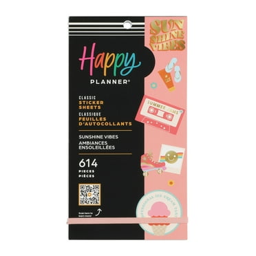 Happy Planner 30 Sheet Value Sticker Pack, Sunshine Vibes Theme, 614 Stickers Total