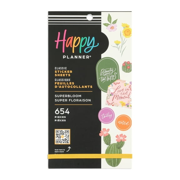 Happy Planner 30 Sheet Value Sticker Pack, Superbloom, 654 Stickers Total